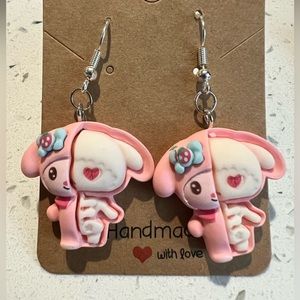 My Melody cute💜 & creepy💀 Handcrafted dangling earrings- hypoallergenic hoo…